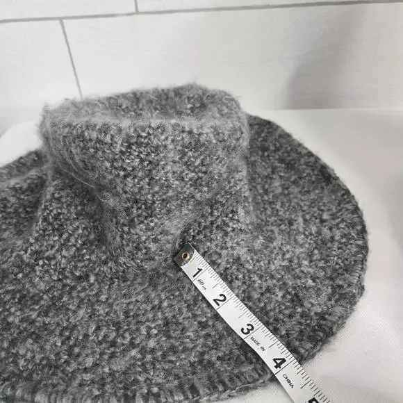 Wooden Ships Paola Buendia Bucket Hat Anthropologie Gray Knit Mohair Boho - Picture 6 of 7